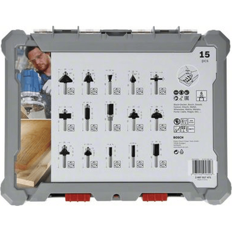 Router Bit Set 15 pcs Mixed 6mm shank