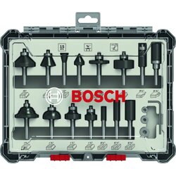 Bosch Router Bit Set 15 pcs Mixed 1/4  shank