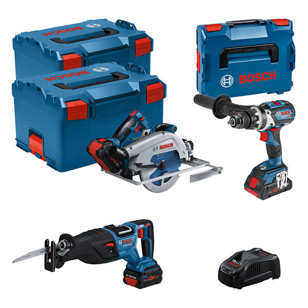 Combo Kit 3 tool kit 18V Profi Set (GSB,GDX,GWS,2x5.0Ah)