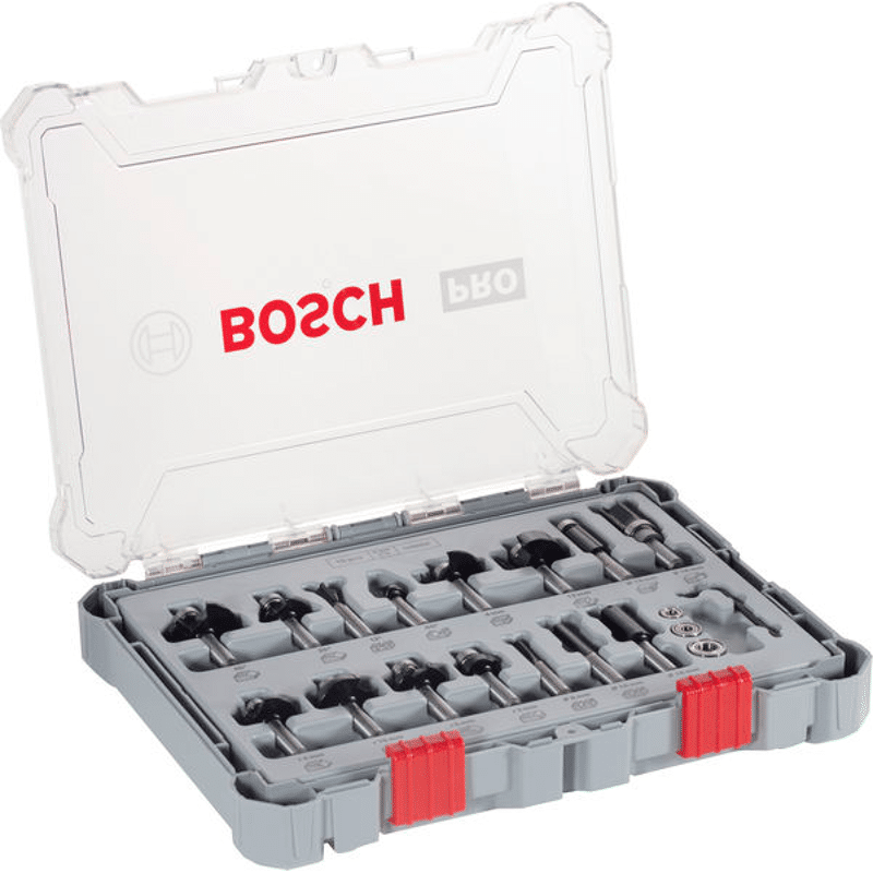 Bosch Router Bit Set 15 pcs Mixed 8mm shank