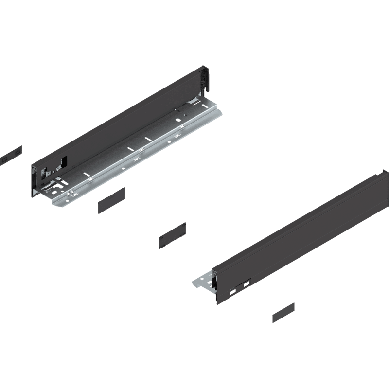 LEGRABOX Zarge, Höhe N (66,5 mm), NL=400 mm, links/rechts, für LEGRABOX pure, terraschwarz matt