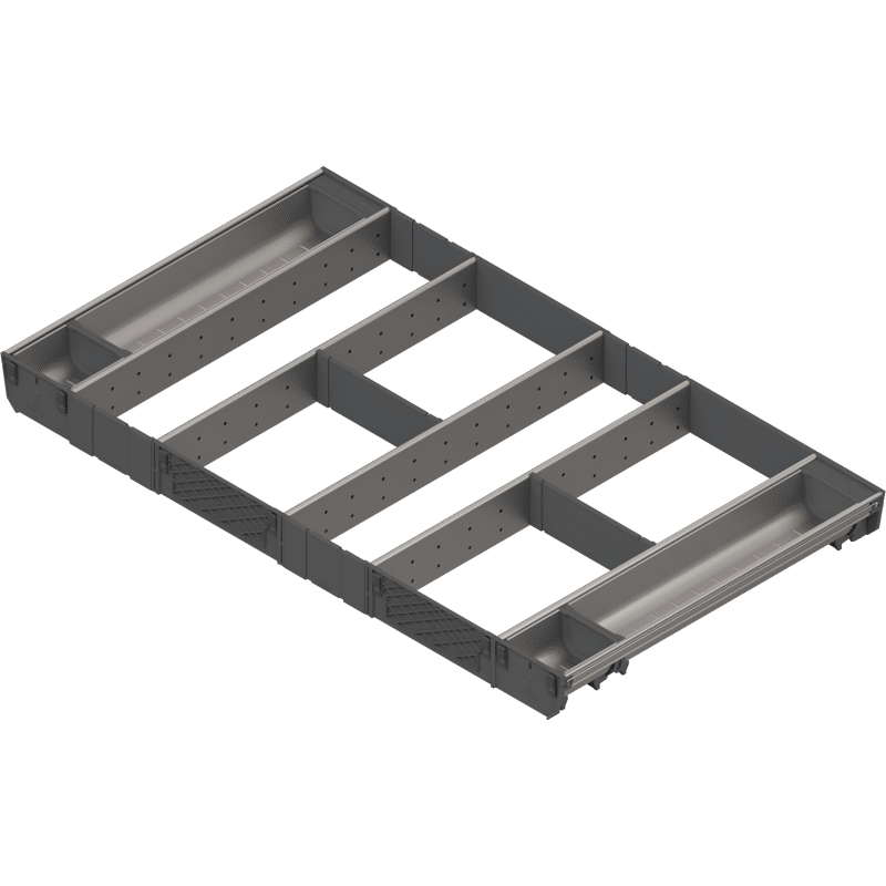 ORGA-LINE Kombi-Set (vollausfüllend), für TANDEMBOX Schubkasten, NL=500 mm, KB=900 mm, inox-gebü/staubgr