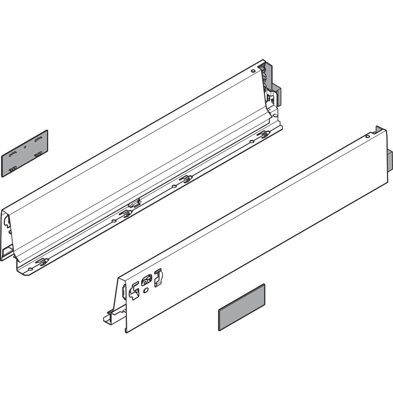 TANDEMBOX Zarge seidenweiß,                                                                Höhe M (83 mm),                                                                NL=500 mm,                                                                links/rechts