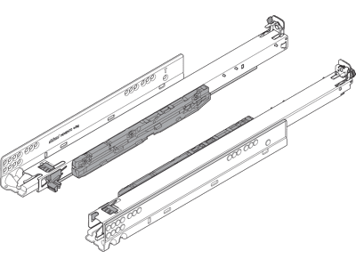 MOVENTO mit BLUMOTION S, Vollauszug für Holzschubkasten, 60 kg, NL=700 mm, für Kupplung, links/rechts, verzinkt