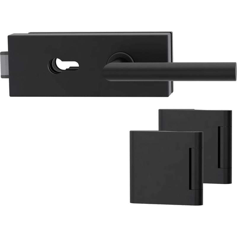 Glastürbeschlagset FABRICO PZ Flüster 3-tlg. Bänder L-FORM Graph.sw