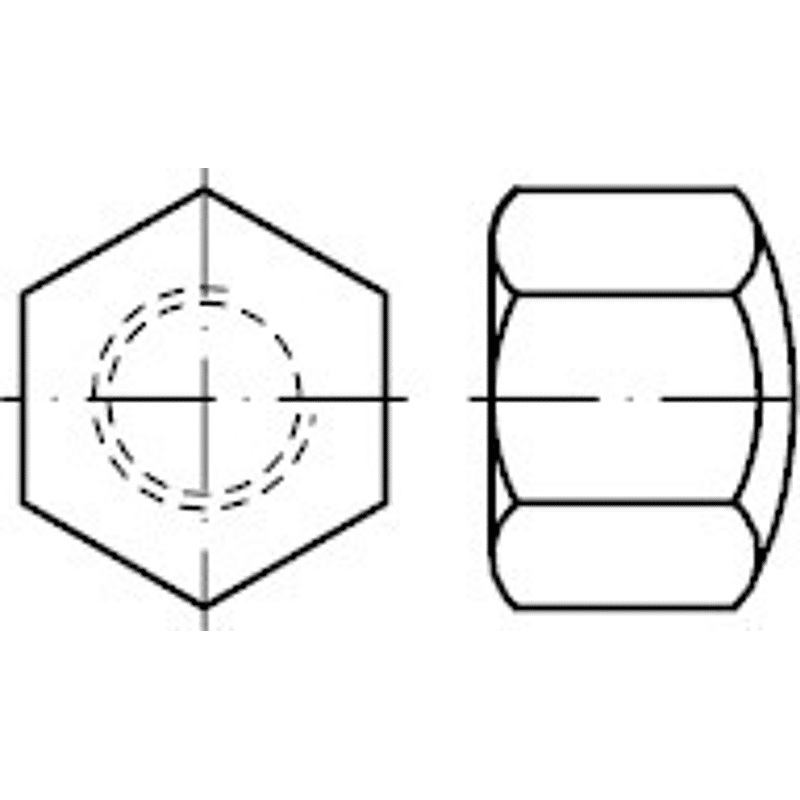 DIN 917 A 1/A 2 Sechskant-Hutmuttern, niedrige Form