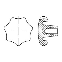 DIN- und Normteile DIN 6336 Kunststoff Form K-Ms schwarz Sterngriffe, mit Gewindebuchse