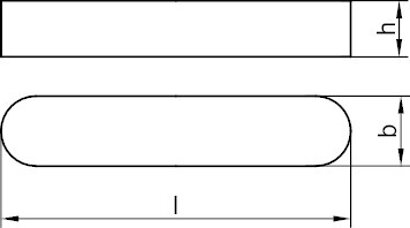 DIN 6885 Stahl C45+C Form A Passfedern, hohe Form, rundstirnig ohne Bohrung(en)