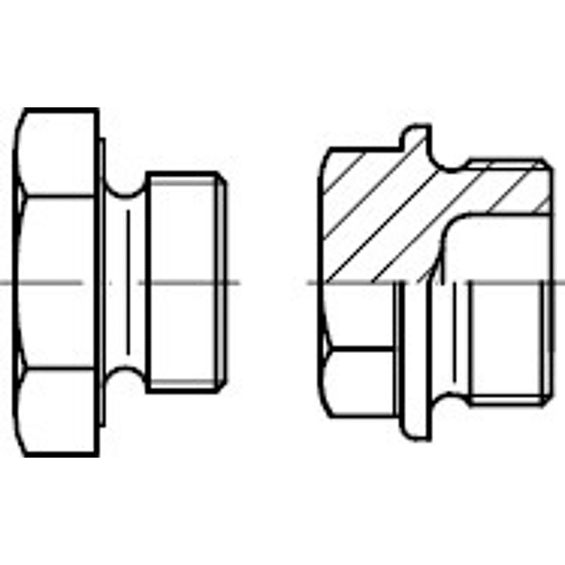 DIN 7604 Stahl Form A Verschlussschrauben mit Bund und Ask. mit zyl. Fein-Gew.