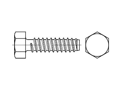 DIN 7976 Stahl, geh. Form F galvanisch vz Sechskant-Blechschrauben, mit Zapfen