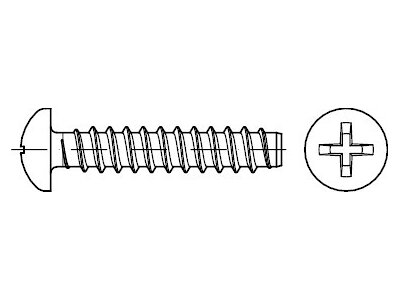 ISO 7049 Stahl, geh. Form F galvanisch verzinkt Linsenkopf-Blechschrauben