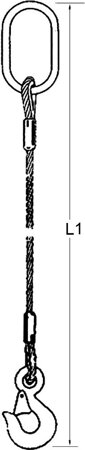 Drahtseilgehänge verzinkt, 2-strängig für 1 m Fertiglänge