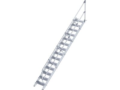 Aluminium-Industrietreppe mit Handlauf, Neigung 45°, Stufenbreite 600 mm