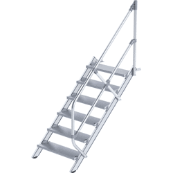 Günzburger Steigtechnik Aluminium-Industrietreppe mit Handlauf, Neigung 45°, Stufenbreite 800 mm