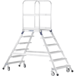 ZARGES Z600 Podest-Treppe fahrbar, beids. begehbar m. Leichtmetall-Stufen u. Plattform