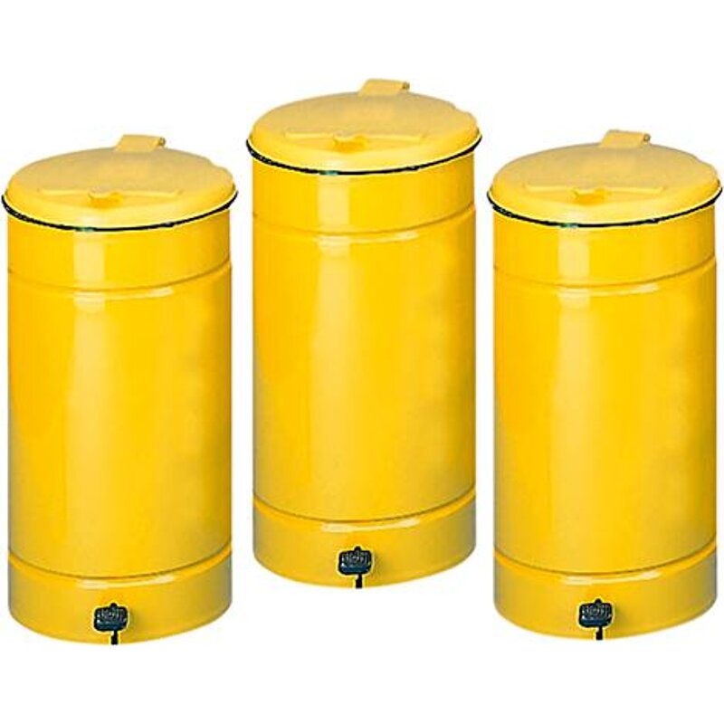 Abfallbehälter m.Pedal H700 mm D450 mm gelb