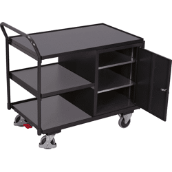 CORDES Tischwagen 250kg B1125xT625xH1010mm RAL 7035/7016 1 Schrank, 3 Ladeflächen