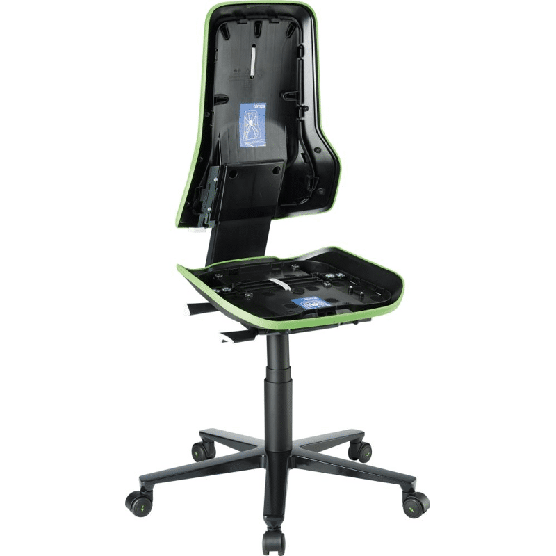 Neon  ESD-Basisstuhl ohne Polster mit Synchrontechnik und Rollen