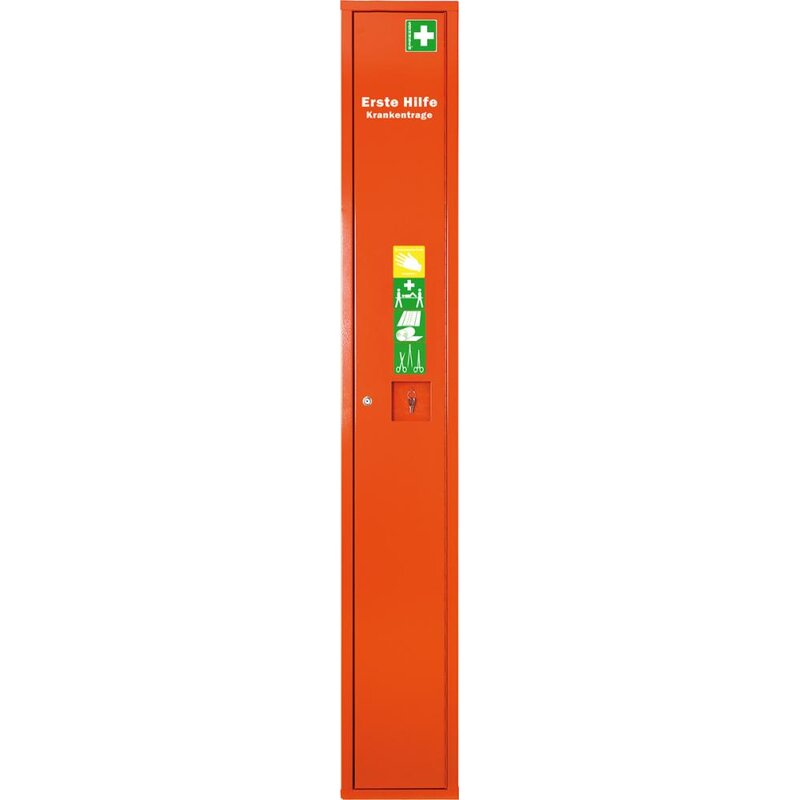 Stehschrank Safe,gefüllt,m.ErsteHilfe-Trage,orange