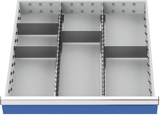 Metalleinteilung für Schubladen-Innenmaß 600 x 600 mm