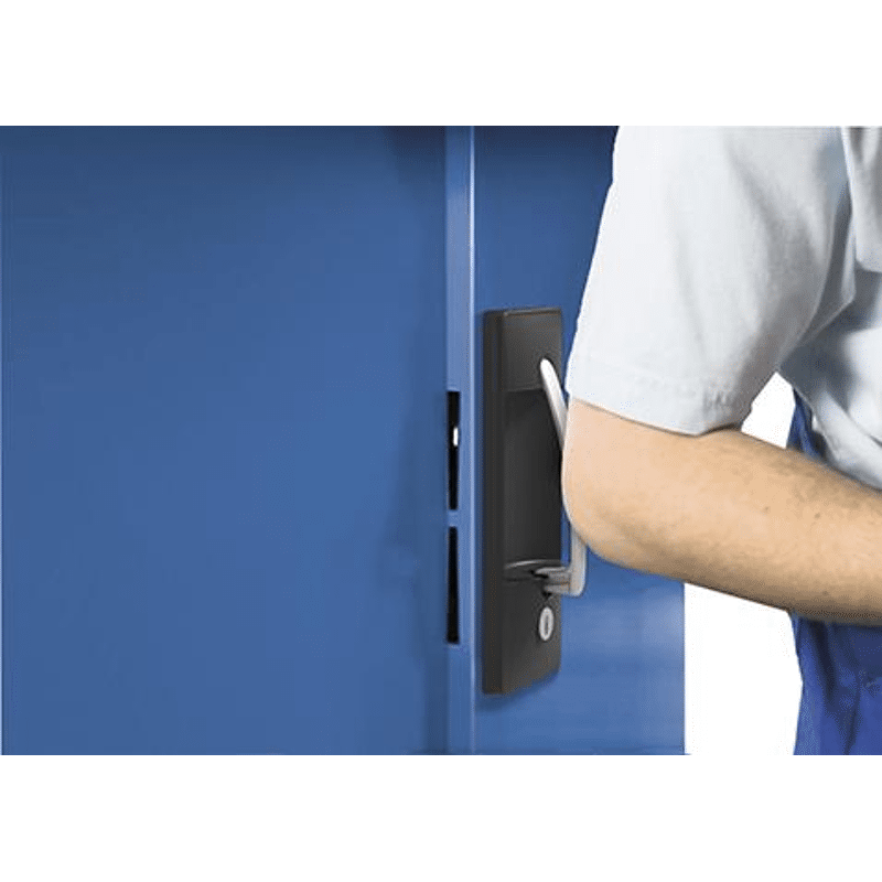 Großraum-Werkzeugschrank RAL 7035/3003 mit 3 Schubladen mittig