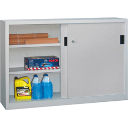 PAVOY Schwerlastschiebetürenschrank mit Vollblechtüren und Mitteltrennwand, Bd. gepul.
