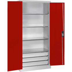C + P Großraum-Werkzeugschrank RAL 7035/3003 mit 3 Schubladen unten