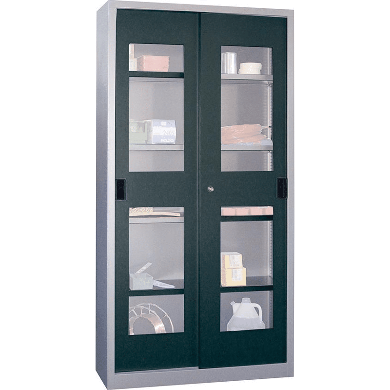 Schiebetürenschrank, Breite 1000 mm, mit Sichtfenstertüren, Böden verzinkt