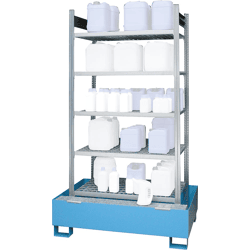 LaCont Umwelttechnik Kleingebinde-Gefahrstoffregale mit lackierter Standwanne