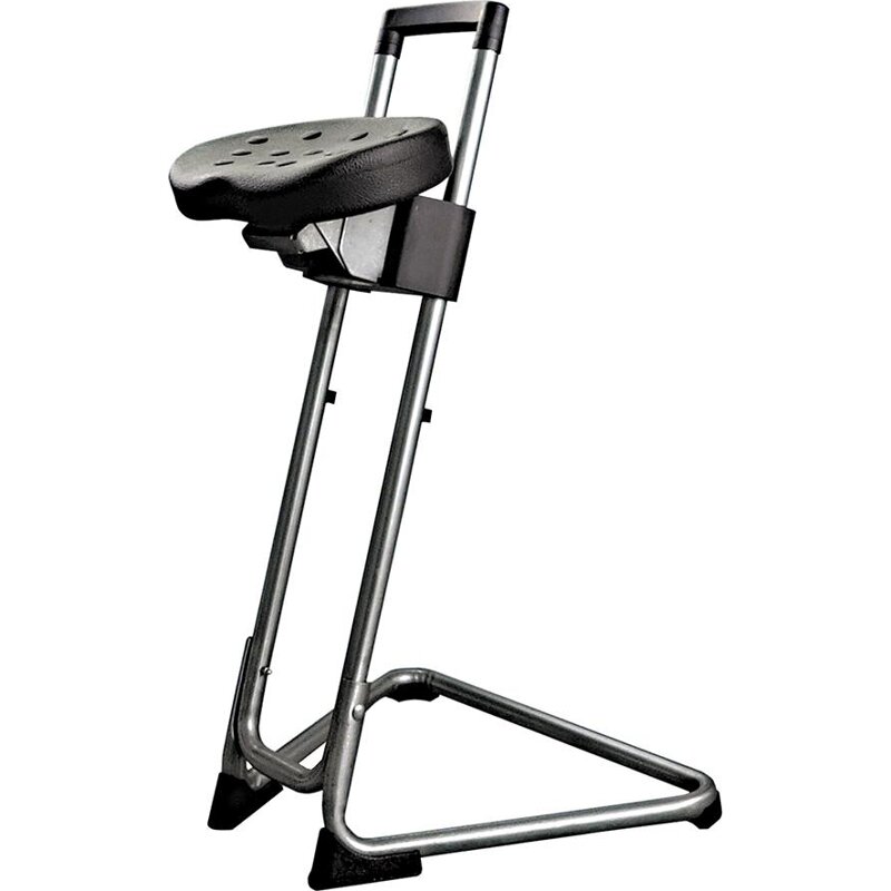ESD Stehhilfe Edelstahl PU-Sitz schw. bis 110 kg Sitzhöhenve