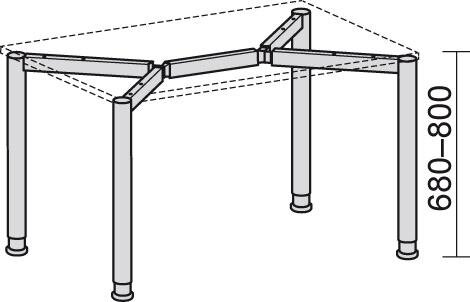 Schreibtisch 4-Fuß-Flex, 680–800x1200x800 mm