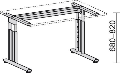 Schreibtisch Flex, C-Fuß, HxBxT: 680–820x2166x800/1130 mm rechts, 135°