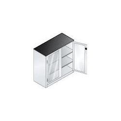 C + P Büro-Flügeltürenschrank RAL 7035/3003 mit 4 verstellbaren Einlegeböden