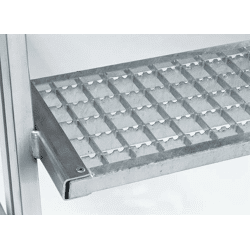 Aluminium-Podesttreppe, zweiseitig begehbar, Stahl-Gitterrost