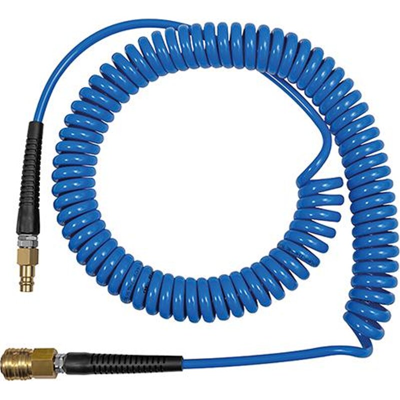 Spiralschlauch PU blau, Kupplung u Stecker NW7,2 12x8mm, 10m