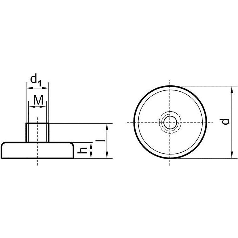 Neodym-Magnet-Flachgreifer mit Gewindebuchse