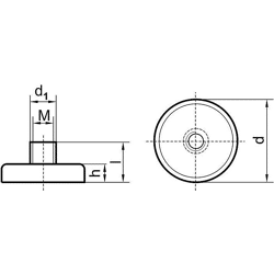 Neodym-Magnet-Flachgreifer mit Gewindebuchse