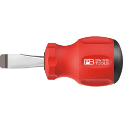 PB Swiss Tools Schraubendreher Stubby Schlitz 6, 5x1 x 30mm SwissGrip