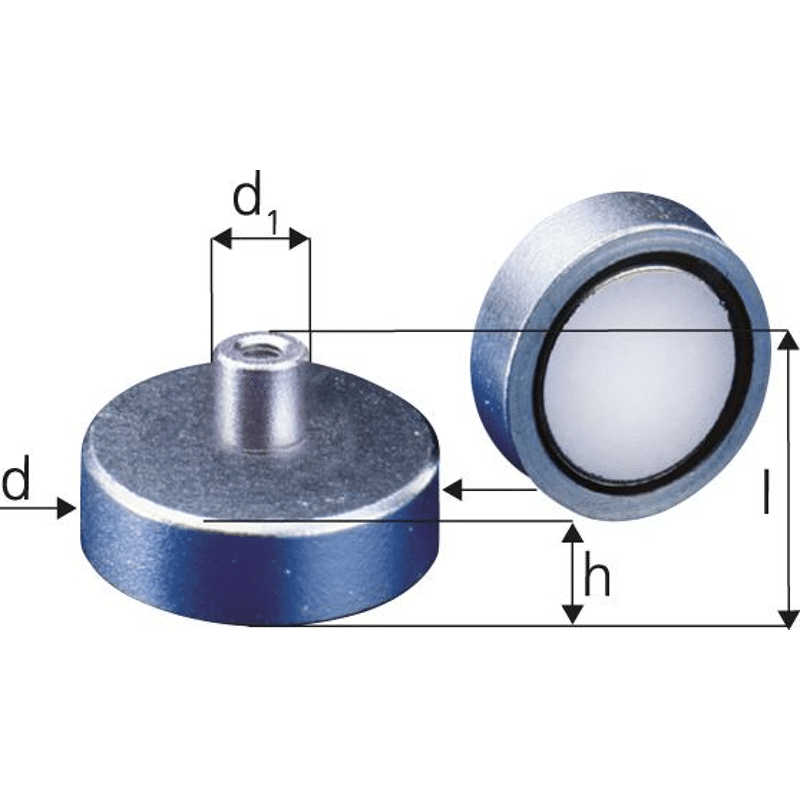 Neodym-Magnet-Flachgreifer mit Gewindebuchse