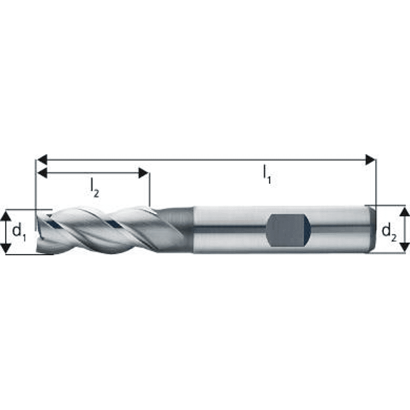 Schaftfräser für Aluminium DIN 844B HSS Co8 Typ W kurz