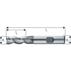Schaftfräser für Aluminium DIN 844B HSS Co8 Typ W kurz