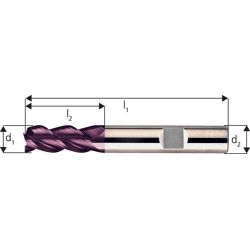 VHM-Schaftfräser 3 Schneiden K10/K20 Typ N lang TiAIN