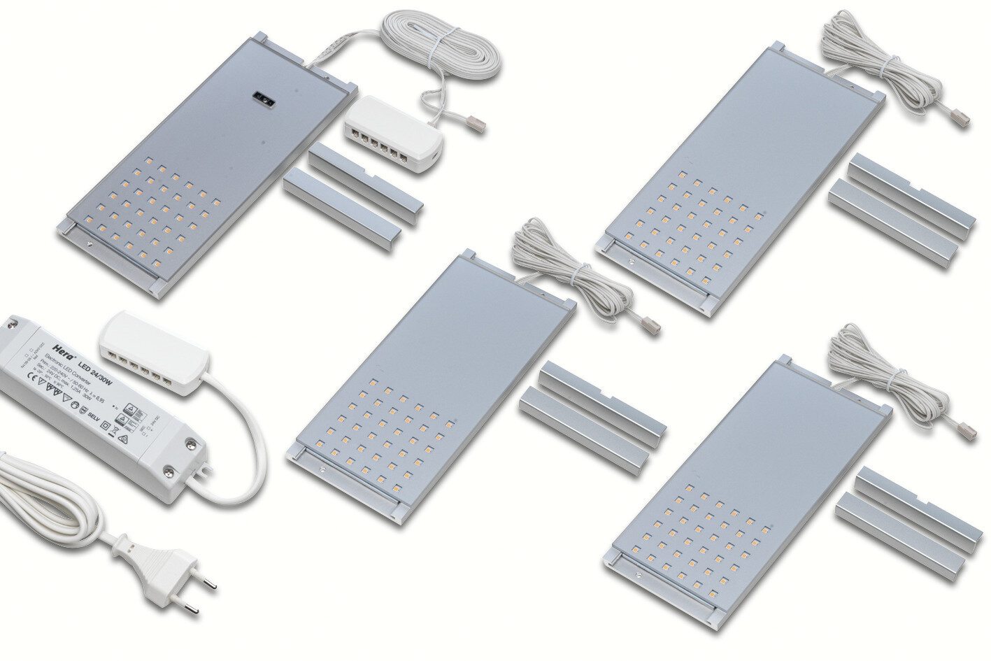 Unterbauleuchte 4er Set L-Pad mit IR Dimmer und LED24/30W