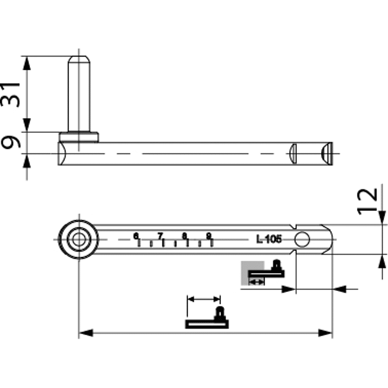 Verstellkloben SK15 BLR ohne Seitenregulierung L105 Abst.50-90 Schwarz-S