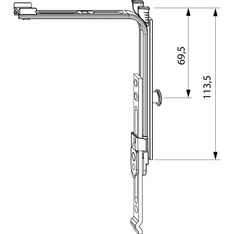 Eckumlenkung MM senkrecht verlängerbar mit 1 i.S. FFH 750-2.450