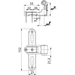 Kreuzband BLR seitl. reg. m.Ans.Lasche KR= 45-70 AT= 18 Gr. 2 Schwarz-S