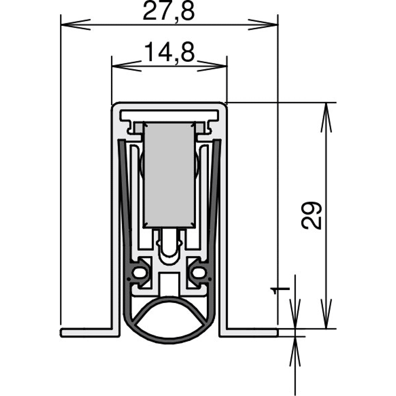 Türabsenkdichtung Schall-Ex® L-15/30 OS, Silikon