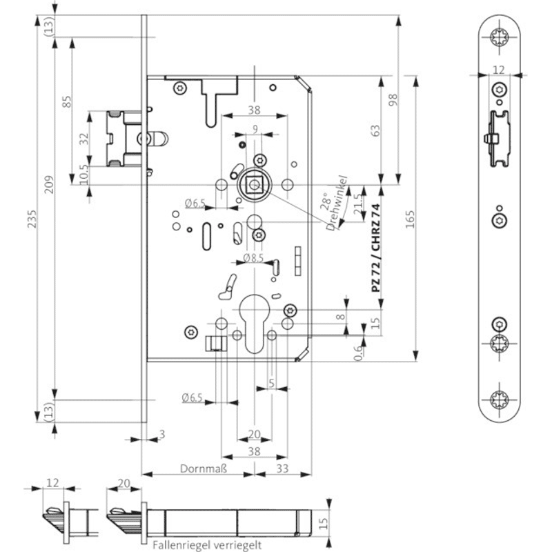 Panikschloss Funktion B Modell 2110 1-flg.