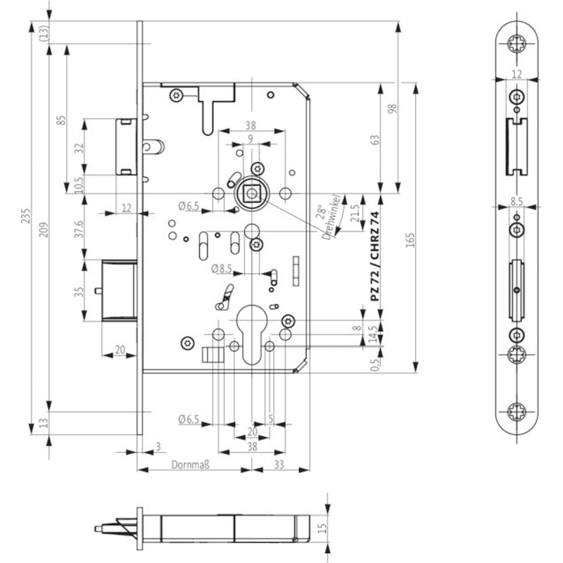 BKS Panikschloss 2-flg. -D- PZ 20RD/ER 72/65/9 DL