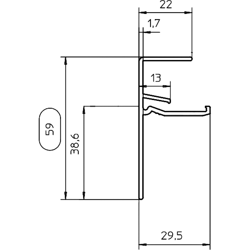 Fensterbank-Abschluss A700 BC0 eloxiert 110mm links